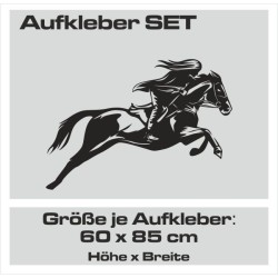 Aufkleber SET Pferdeanhänger KFZ Anhänger Pferd Pferde Stute Hengst Fohlen Landschaft Rosen Dekor Reitsport Pferdehof Reiten