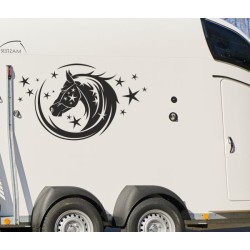 Aufkleber SET Pferdeanhänger KFZ Anhänger Pferd Pferde Stute Hengst Fohlen Landschaft Rosen Dekor Reitsport Pferdehof Reiten