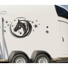 Aufkleber SET Pferdeanhänger KFZ Anhänger Pferd Pferde Stute Hengst Fohlen Landschaft Rosen Dekor Reitsport Pferdehof Reiten