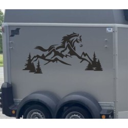 Aufkleber SET Pferdeanhänger KFZ Anhänger Pferd Pferde Stute Hengst Fohlen Landschaft Rosen Dekor Reitsport Pferdehof Reiten