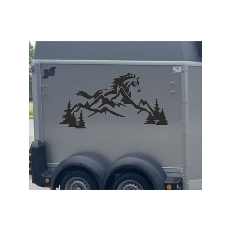 Aufkleber SET Pferdeanhänger KFZ Anhänger Pferd Pferde Stute Hengst Fohlen Landschaft Rosen Dekor Reitsport Pferdehof Reiten