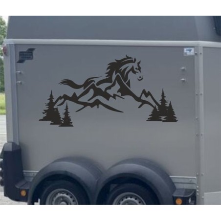 Aufkleber SET Pferdeanhänger KFZ Anhänger Pferd Pferde Stute Hengst Fohlen Landschaft Rosen Dekor Reitsport Pferdehof Reiten