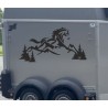 Aufkleber SET Pferdeanhänger KFZ Anhänger Pferd Pferde Stute Hengst Fohlen Landschaft Rosen Dekor Reitsport Pferdehof Reiten