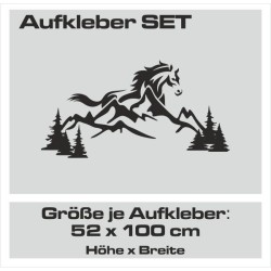 Aufkleber SET Pferdeanhänger KFZ Anhänger Pferd Pferde Stute Hengst Fohlen Landschaft Rosen Dekor Reitsport Pferdehof Reiten