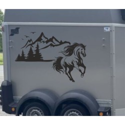 Aufkleber SET Pferdeanhänger KFZ Anhänger Pferd Pferde Stute Hengst Fohlen Landschaft Rosen Dekor Reitsport Pferdehof Reiten