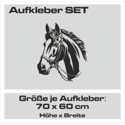 Aufkleber SET Pferdeanhänger KFZ Anhänger Pferd Pferde Stute Hengst Fohlen Landschaft Rosen Dekor Reitsport Pferdehof Reiten