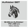 Aufkleber SET Pferdeanhänger KFZ Anhänger Pferd Pferde Stute Hengst Fohlen Landschaft Rosen Dekor Reitsport Pferdehof Reiten