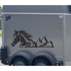 Aufkleber SET Pferdeanhänger KFZ Anhänger Pferd Pferde Stute Hengst Fohlen Landschaft Rosen Dekor Reitsport Pferdehof Reiten