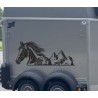 Aufkleber SET Pferdeanhänger KFZ Anhänger Pferd Pferde Stute Hengst Fohlen Landschaft Rosen Dekor Reitsport Pferdehof Reiten
