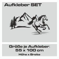 Aufkleber SET Pferdeanhänger KFZ Anhänger Pferd Pferde Stute Hengst Fohlen Landschaft Rosen Dekor Reitsport Pferdehof Reiten