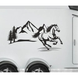 Aufkleber SET Pferdeanhänger KFZ Anhänger Pferd Pferde Stute Hengst Fohlen Landschaft Rosen Dekor Reitsport Pferdehof Reiten