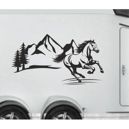 Aufkleber SET Pferdeanhänger KFZ Anhänger Pferd Pferde Stute Hengst Fohlen Landschaft Rosen Dekor Reitsport Pferdehof Reiten