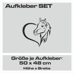 Aufkleber SET Pferdeanhänger KFZ Anhänger Pferd Pferde Stute Hengst Fohlen Landschaft Rosen Dekor Reitsport Pferdehof Reiten
