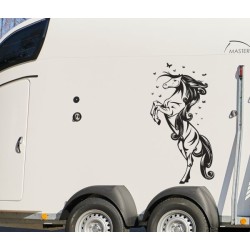 Aufkleber SET Pferdeanhänger KFZ Anhänger Pferd Pferde Stute Hengst Fohlen Landschaft Rosen Dekor Reitsport Pferdehof Reiten