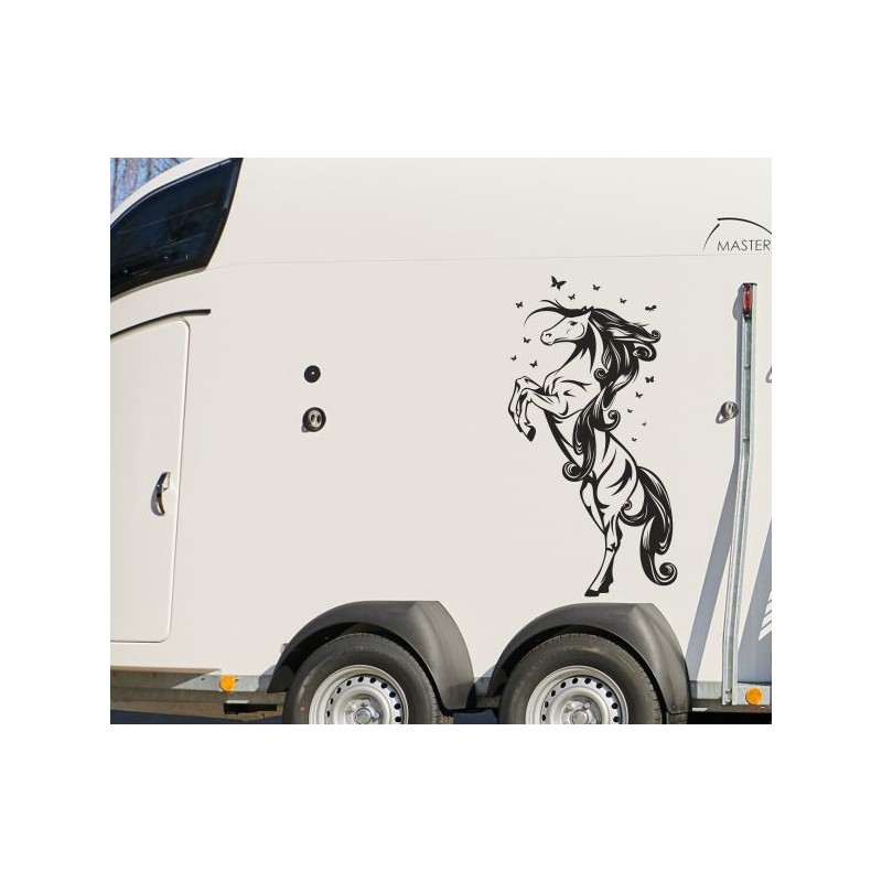Aufkleber SET Pferdeanhänger KFZ Anhänger Pferd Pferde Stute Hengst Fohlen Landschaft Rosen Dekor Reitsport Pferdehof Reiten