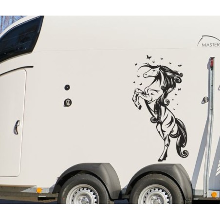 Aufkleber SET Pferdeanhänger KFZ Anhänger Pferd Pferde Stute Hengst Fohlen Landschaft Rosen Dekor Reitsport Pferdehof Reiten