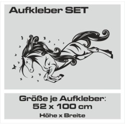 Aufkleber SET Pferdeanhänger KFZ Anhänger Pferd Pferde Stute Hengst Fohlen Landschaft Rosen Dekor Reitsport Pferdehof Reiten