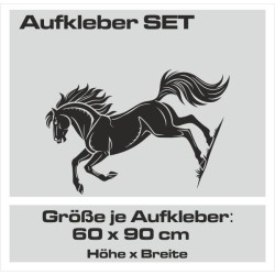 Aufkleber SET Pferdeanhänger KFZ Anhänger Pferd Pferde Stute Hengst Fohlen Landschaft Rosen Dekor Reitsport Pferdehof Reiten