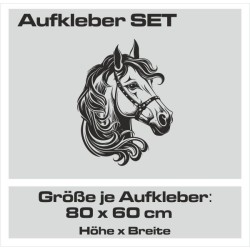 Aufkleber SET Pferdeanhänger KFZ Anhänger Pferd Pferde Stute Hengst Fohlen Landschaft Rosen Dekor Reitsport Pferdehof Reiten