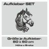 Aufkleber SET Pferdeanhänger KFZ Anhänger Pferd Pferde Stute Hengst Fohlen Landschaft Rosen Dekor Reitsport Pferdehof Reiten