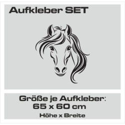 Aufkleber SET Pferdeanhänger KFZ Anhänger Pferd Pferde Stute Hengst Fohlen Landschaft Rosen Dekor Reitsport Pferdehof Reiten