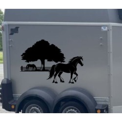 Aufkleber SET Pferdeanhänger KFZ Anhänger Pferd Pferde Stute Hengst Fohlen Landschaft Rosen Dekor Reitsport Pferdehof Reiten