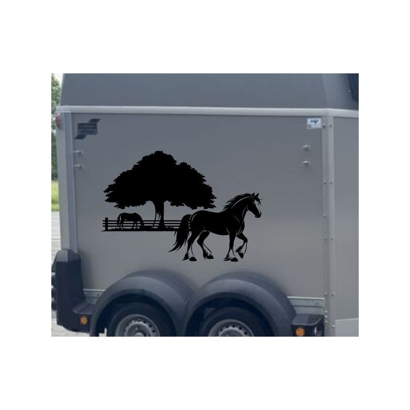 Aufkleber SET Pferdeanhänger KFZ Anhänger Pferd Pferde Stute Hengst Fohlen Landschaft Rosen Dekor Reitsport Pferdehof Reiten