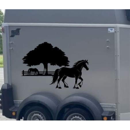 Aufkleber SET Pferdeanhänger KFZ Anhänger Pferd Pferde Stute Hengst Fohlen Landschaft Rosen Dekor Reitsport Pferdehof Reiten