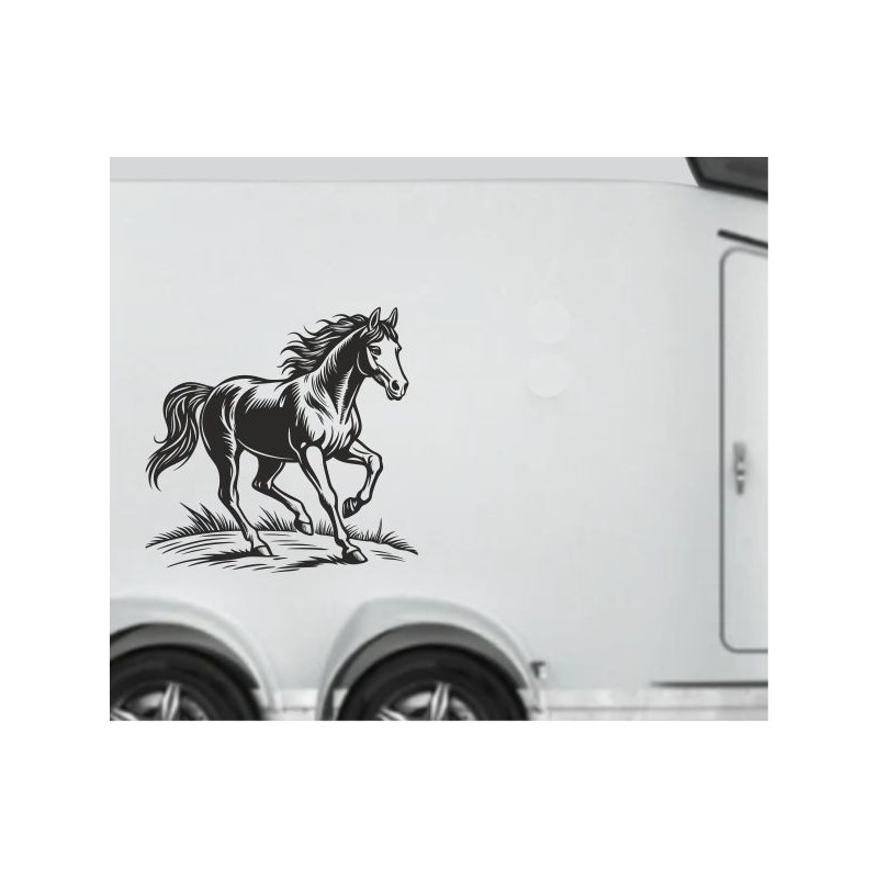 Aufkleber SET Pferdeanhänger KFZ Anhänger Pferd Pferde Stute Hengst Fohlen Landschaft Rosen Dekor Reitsport Pferdehof Reiten