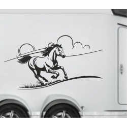 Aufkleber SET Pferdeanhänger KFZ Anhänger Pferd Pferde Stute Hengst Fohlen Landschaft Rosen Dekor Reitsport Pferdehof Reiten
