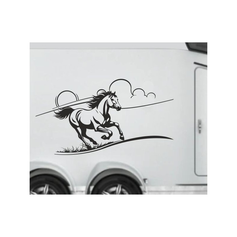Aufkleber SET Pferdeanhänger KFZ Anhänger Pferd Pferde Stute Hengst Fohlen Landschaft Rosen Dekor Reitsport Pferdehof Reiten