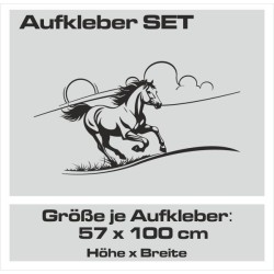 Aufkleber SET Pferdeanhänger KFZ Anhänger Pferd Pferde Stute Hengst Fohlen Landschaft Rosen Dekor Reitsport Pferdehof Reiten