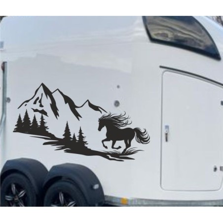 Aufkleber SET Pferdeanhänger KFZ Anhänger Pferd Pferde Stute Hengst Fohlen Landschaft Rosen Dekor Reitsport Pferdehof Reiten