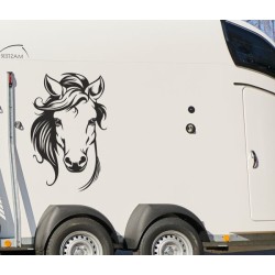 Aufkleber SET Pferdeanhänger KFZ Anhänger Pferd Pferde Stute Hengst Fohlen Landschaft Rosen Dekor Reitsport Pferdehof Reiten
