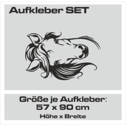 Aufkleber SET Pferdeanhänger KFZ Anhänger Pferd Pferde Stute Hengst Fohlen Landschaft Rosen Dekor Reitsport Pferdehof Reiten