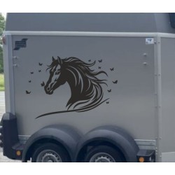 Aufkleber SET Pferdeanhänger KFZ Anhänger Pferd Pferde Stute Hengst Fohlen Landschaft Rosen Dekor Reitsport Pferdehof Reiten