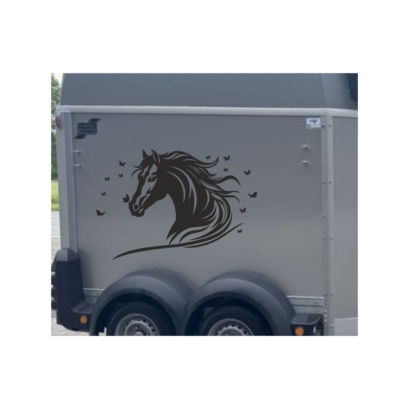 Aufkleber SET Pferdeanhänger KFZ Anhänger Pferd Pferde Stute Hengst Fohlen Landschaft Rosen Dekor Reitsport Pferdehof Reiten