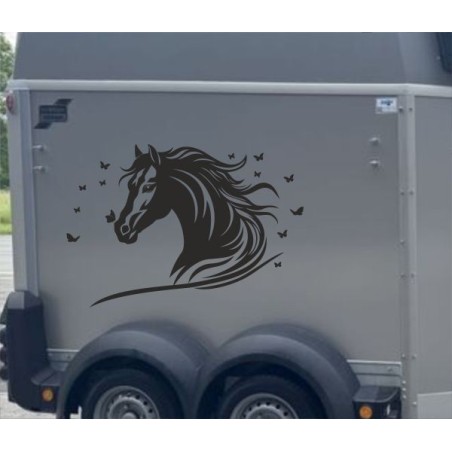 Aufkleber SET Pferdeanhänger KFZ Anhänger Pferd Pferde Stute Hengst Fohlen Landschaft Rosen Dekor Reitsport Pferdehof Reiten