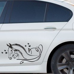 Aufkleber Auto Pferd Fohlen Stute Hengst Hufeisen Glück Spruch Dekor Stall Pferdehof  Sport Familie Pony Kinder Pferdeanhänger