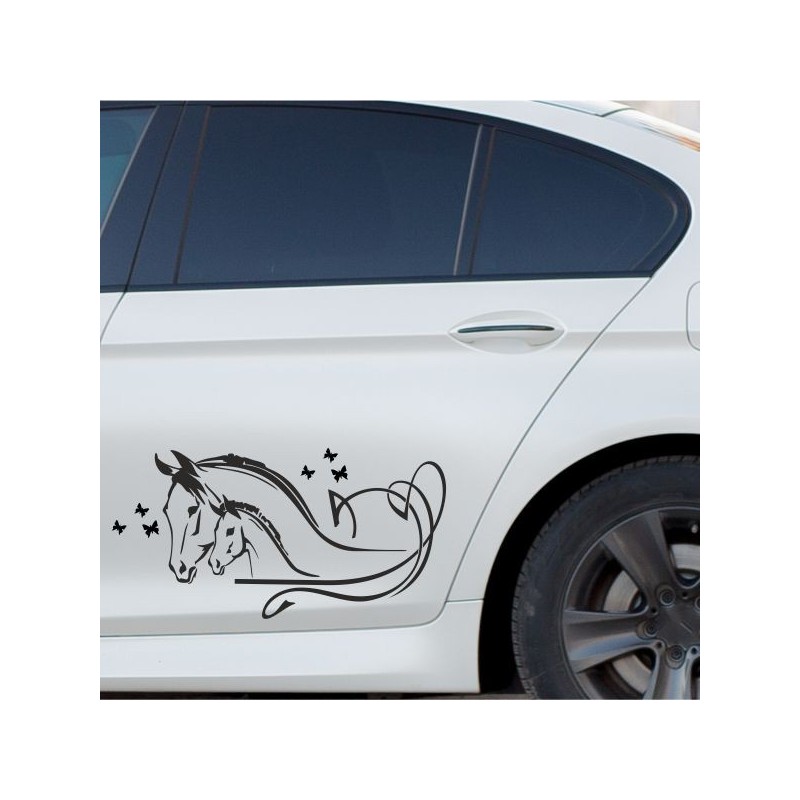 Aufkleber Auto Pferd Fohlen Stute Hengst Hufeisen Glück Spruch Dekor Stall Pferdehof  Sport Familie Pony Kinder Pferdeanhänger