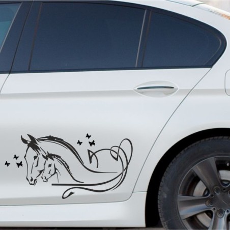 Aufkleber Auto Pferd Fohlen Stute Hengst Hufeisen Glück Spruch Dekor Stall Pferdehof  Sport Familie Pony Kinder Pferdeanhänger