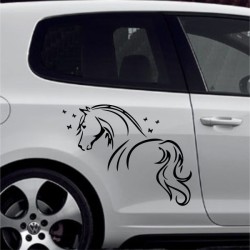 Aufkleber Auto Pferd Fohlen Stute Hengst Hufeisen Glück Spruch Dekor Stall Pferdehof  Sport Familie Pony Kinder Pferdeanhänger