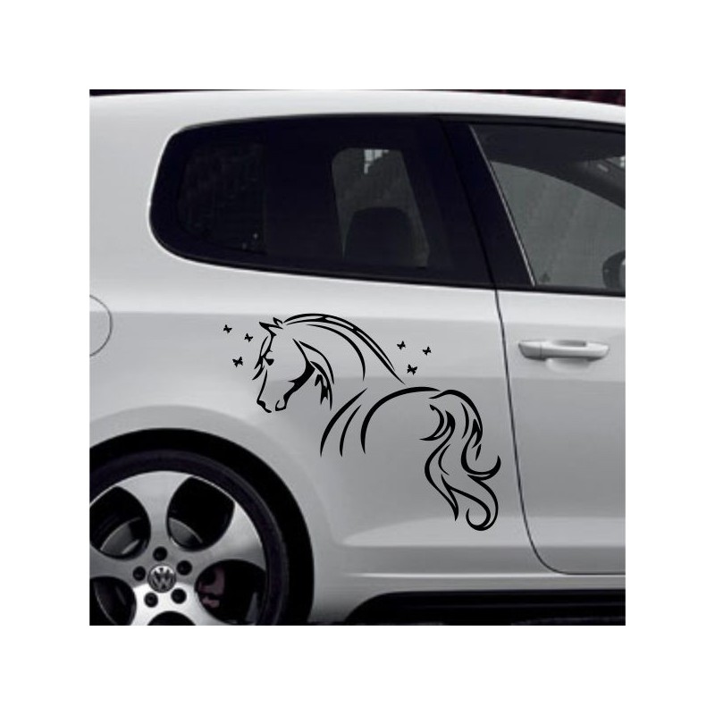 Aufkleber Auto Pferd Fohlen Stute Hengst Hufeisen Glück Spruch Dekor Stall Pferdehof  Sport Familie Pony Kinder Pferdeanhänger