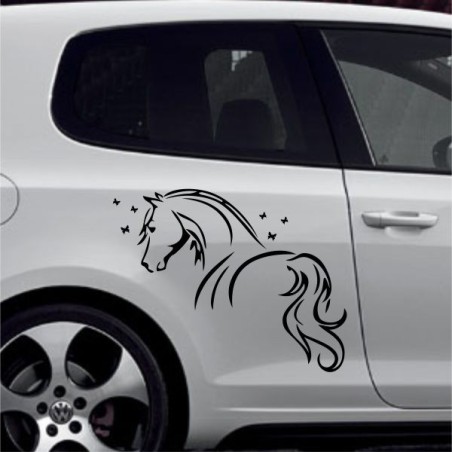 Aufkleber Auto Pferd Fohlen Stute Hengst Hufeisen Glück Spruch Dekor Stall Pferdehof  Sport Familie Pony Kinder Pferdeanhänger