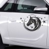 Aufkleber Auto Pferd Fohlen Stute Hengst Hufeisen Glück Spruch Dekor Stall Pferdehof  Sport Familie Pony Kinder Pferdeanhänger