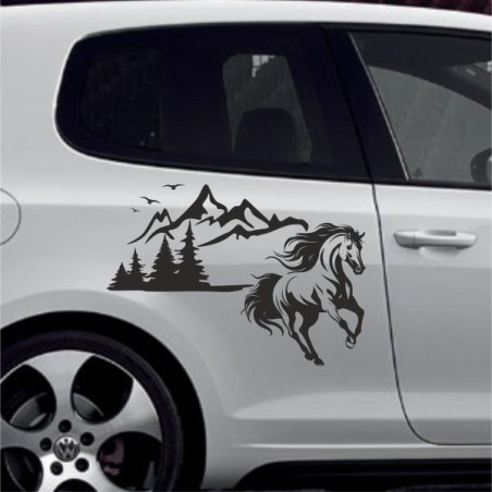 Aufkleber Auto Pferd Fohlen Stute Hengst Hufeisen Glück Spruch Dekor Stall Pferdehof  Sport Familie Pony Kinder Pferdeanhänger