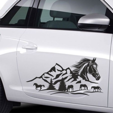 Aufkleber Auto Pferd Fohlen Stute Hengst Hufeisen Glück Spruch Dekor Stall Pferdehof  Sport Familie Pony Kinder Pferdeanhänger