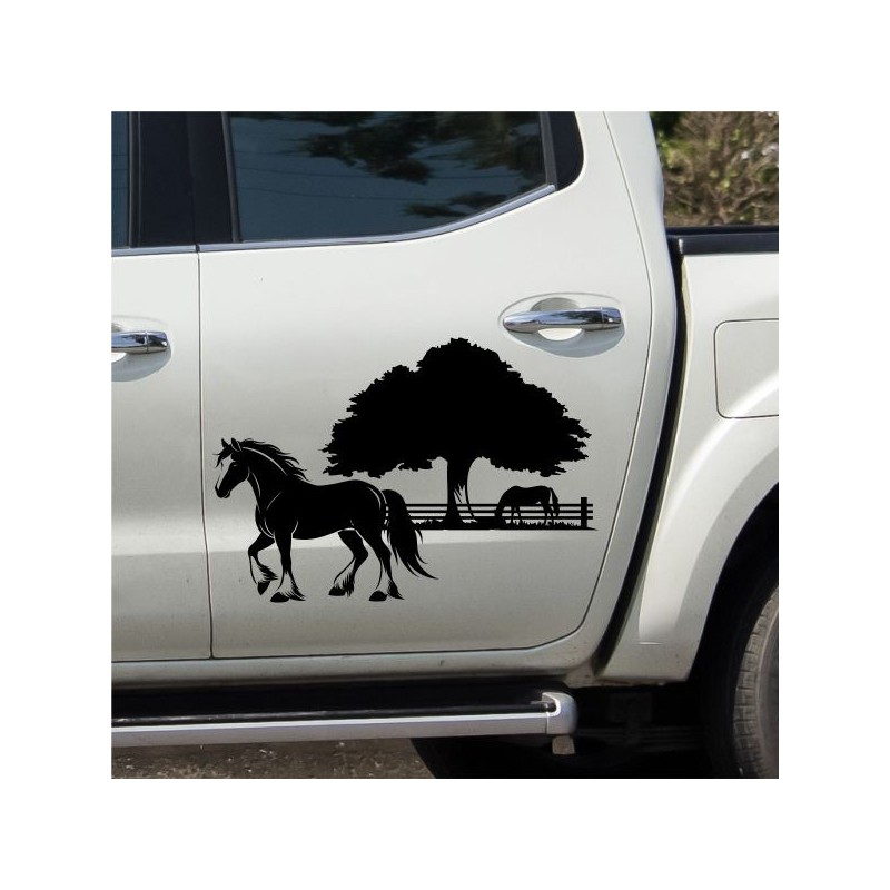 Aufkleber Auto Pferd Fohlen Stute Hengst Hufeisen Glück Spruch Dekor Stall Pferdehof  Sport Familie Pony Kinder Pferdeanhänger