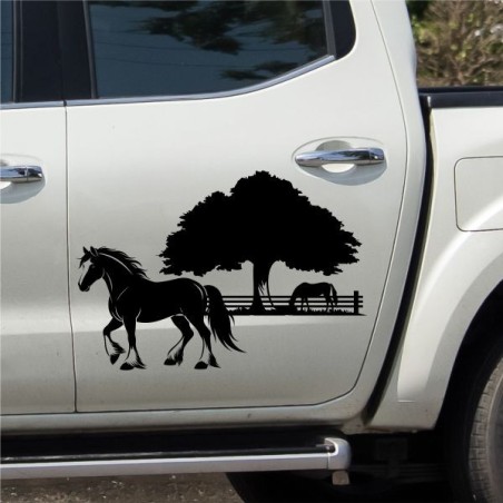 Aufkleber Auto Pferd Fohlen Stute Hengst Hufeisen Glück Spruch Dekor Stall Pferdehof  Sport Familie Pony Kinder Pferdeanhänger