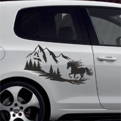 Aufkleber Auto Pferd Fohlen Stute Hengst Hufeisen Glück Spruch Dekor Stall Pferdehof  Sport Familie Pony Kinder Pferdeanhänger